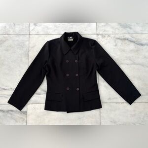 90s VTG I.N. San Francisco Jacket Black Double Breasted Women 10 Minimalist USA